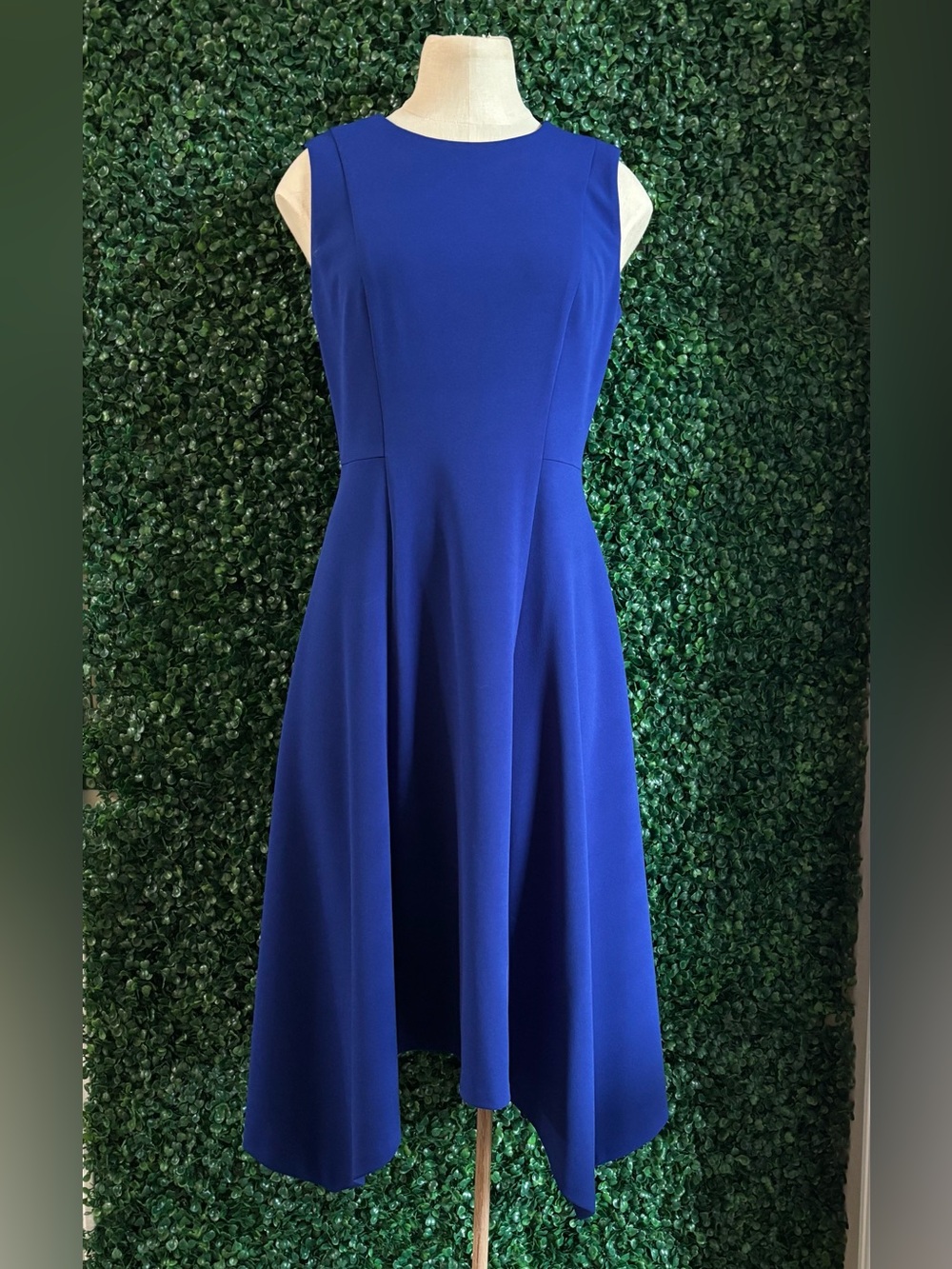 DKNY Fit & Flare Midi Dress Blue Sleeveless Size 6 NWT
